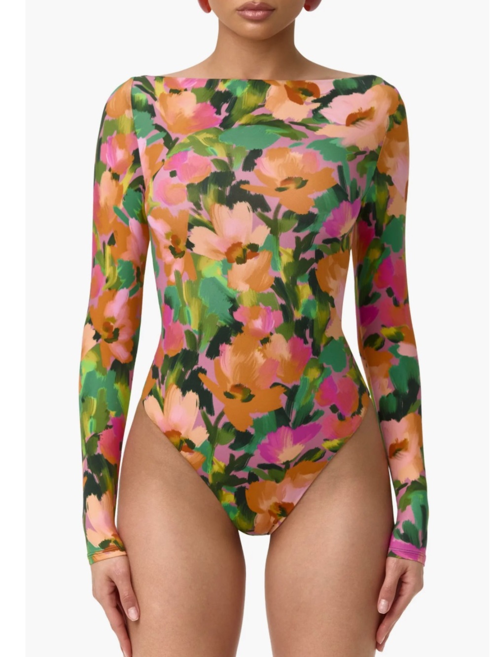 Naked Wardrobe Secret Garden Floral Long Sleeve bodysuit medium